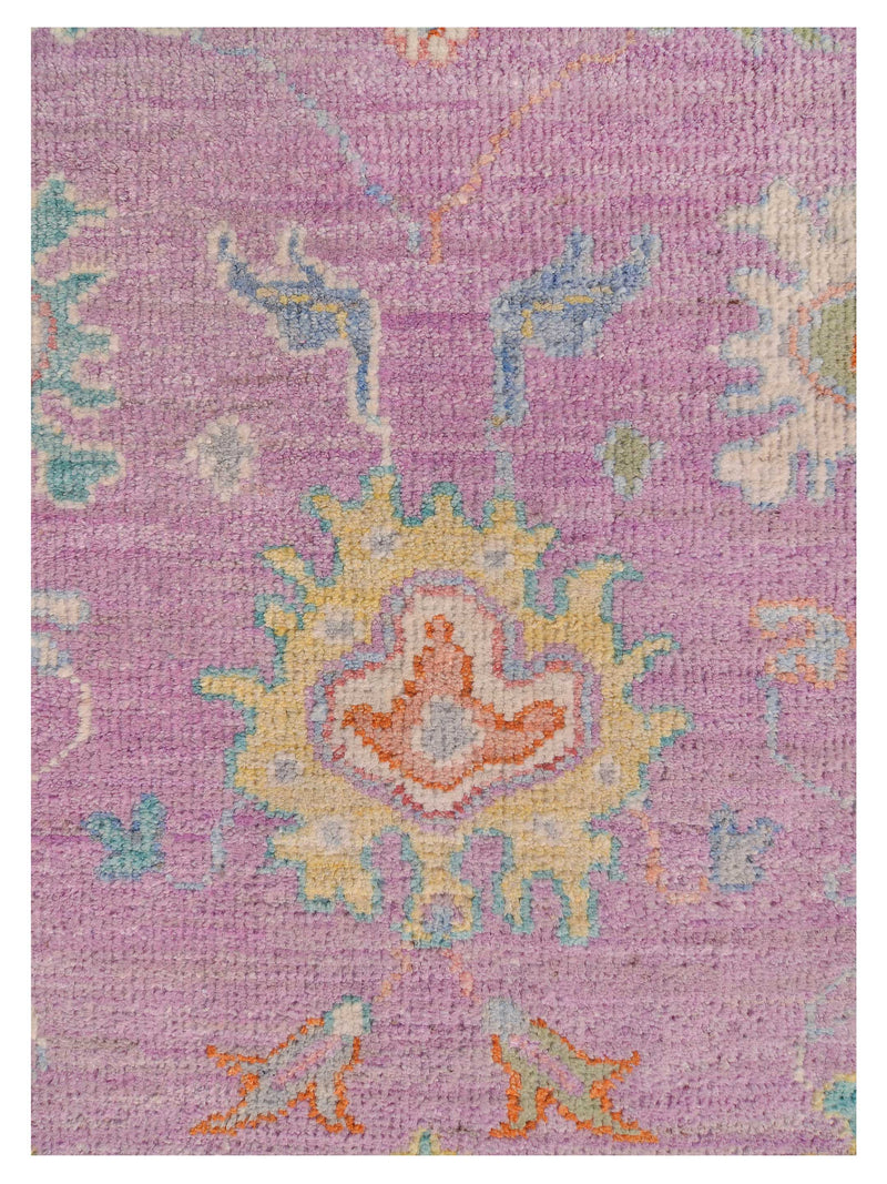 Pacific Ushak Wool Weft 42549 Purple Ivory Transitional Hand Knotted Rug