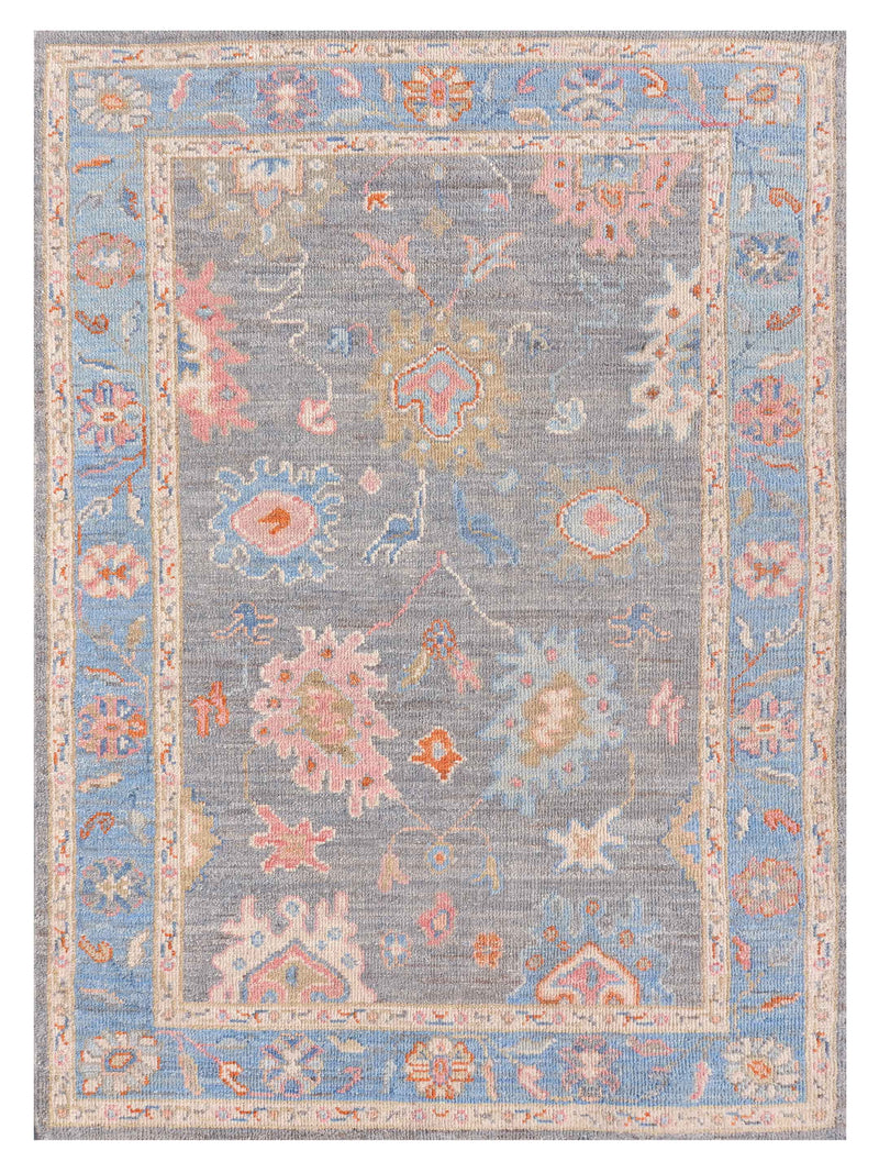 Pacific Ushak Wool Weft Grey Blue Transitional