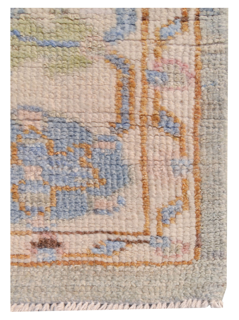 Pacific Ushak Wool Weft 42554 Lt.Green Ivory Transitional Hand Knotted Rug