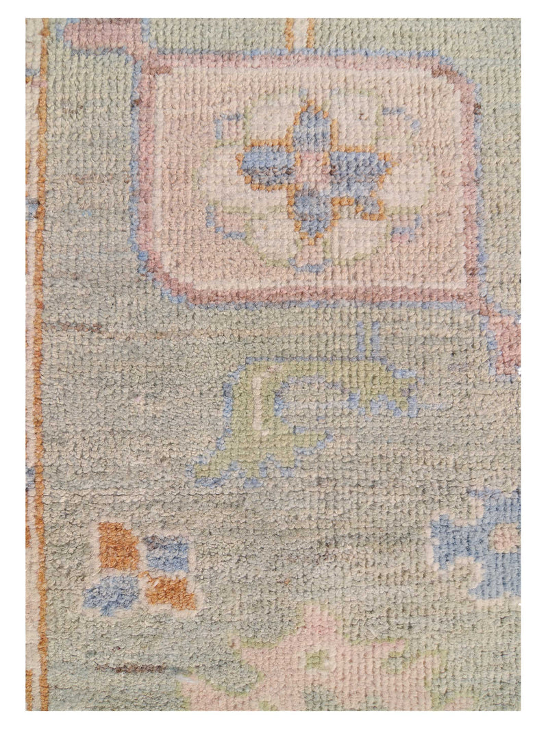Pacific Ushak Wool Weft 42554 Lt.Green Ivory Transitional Hand Knotted Rug