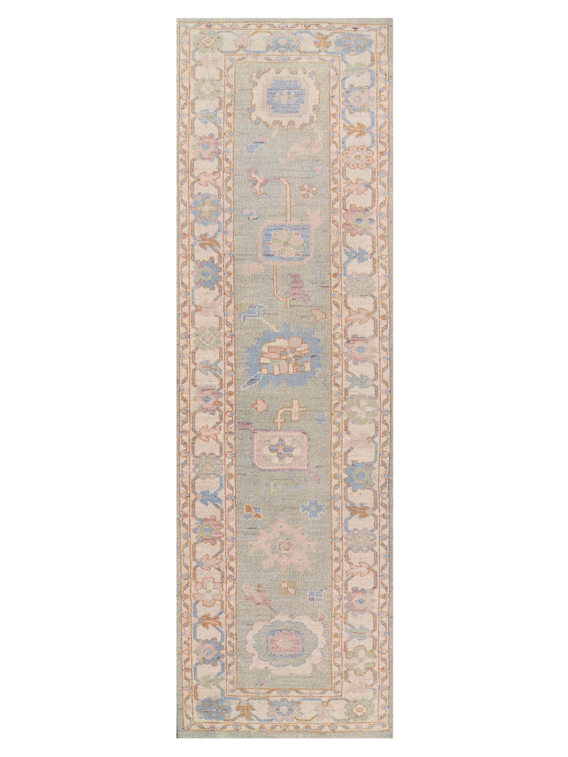 Pacific Ushak Wool Weft Lt.Green Ivory Transitional