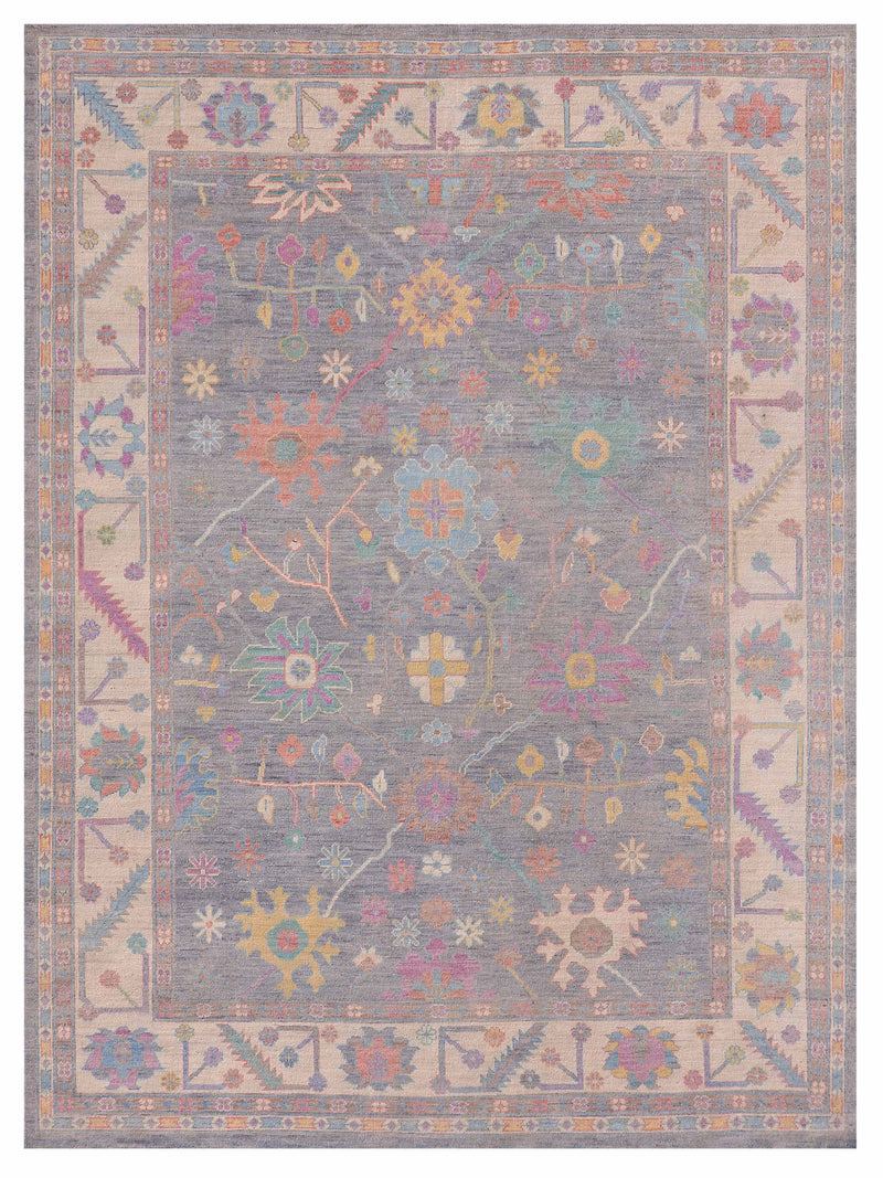Pacific Ushak Wool Weft Grey Ivory Transitional