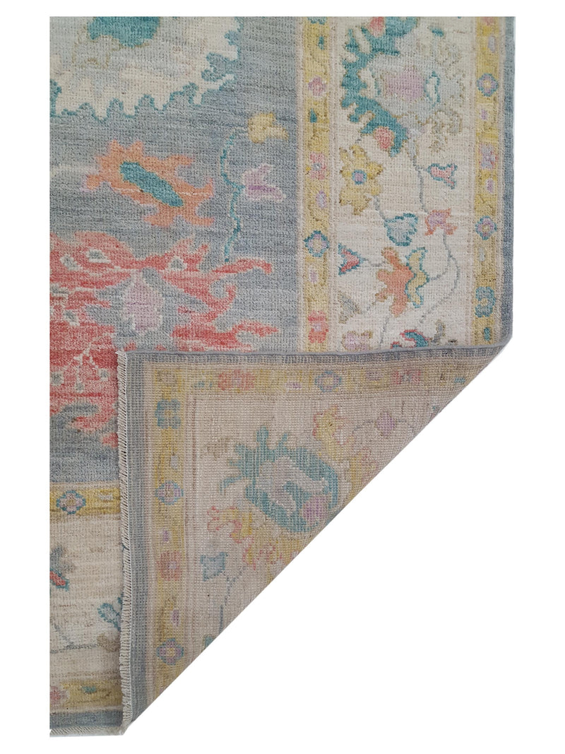 Pacific Ushak Wool Weft 42589 Grey Ivory Transitional Hand Knotted Rug