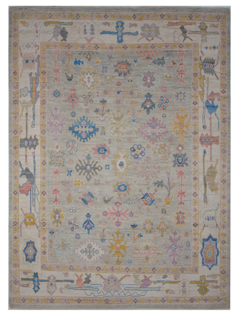 Pacific Ushak Wool Weft Lt.Grey Ivory Transitional