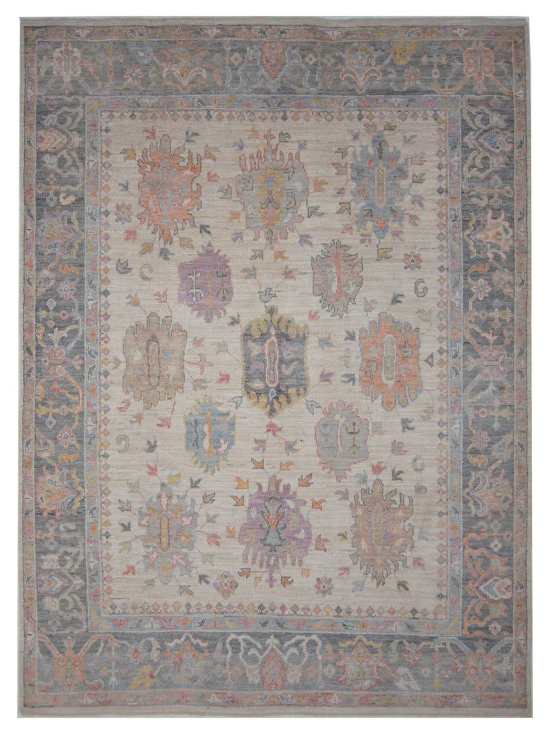 Pacific Ushak Wool Weft Ivory Grey Transitional