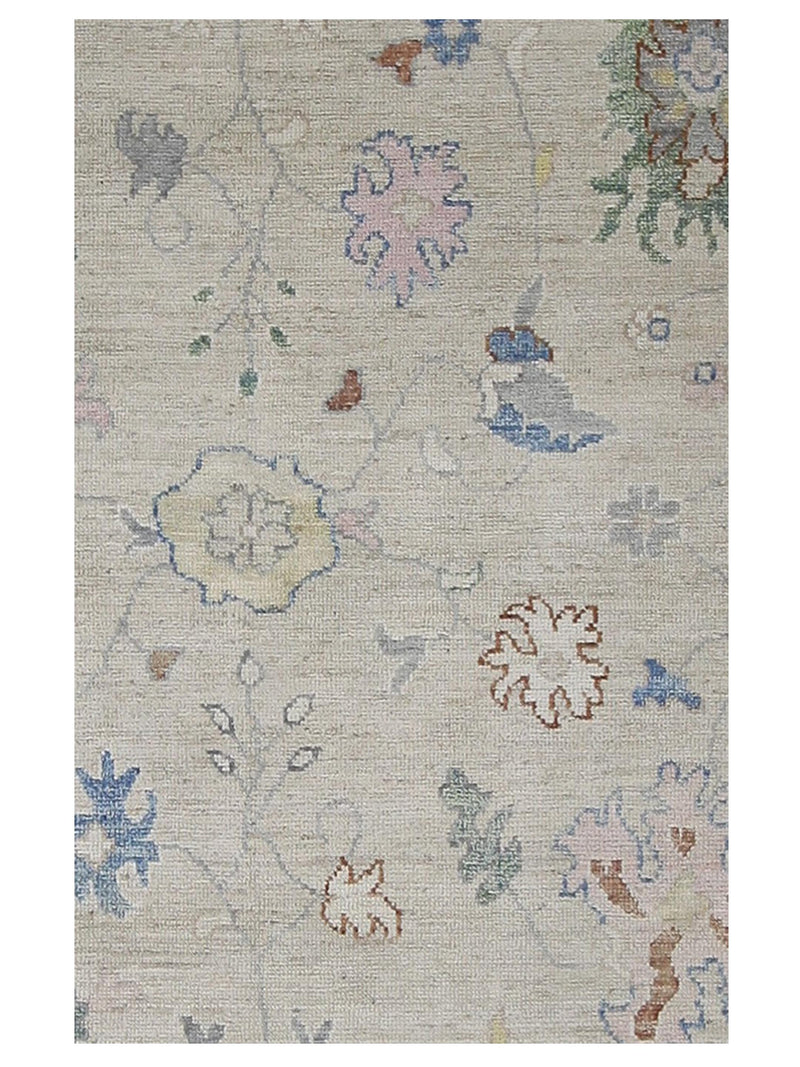 Pacific Ushak Wool Weft 42607 Beige Ivory Transitional Hand Knotted Rug