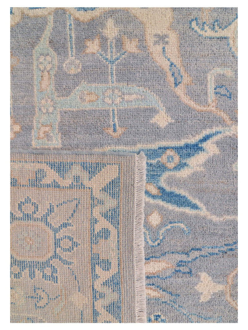 Pacific Ushak Wool Weft 42608 Grey Ivory Transitional Hand Knotted Rug