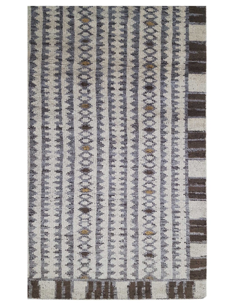 Pacific Moroccan I 42671 Beige Brown Modern Hand Knotted Rug