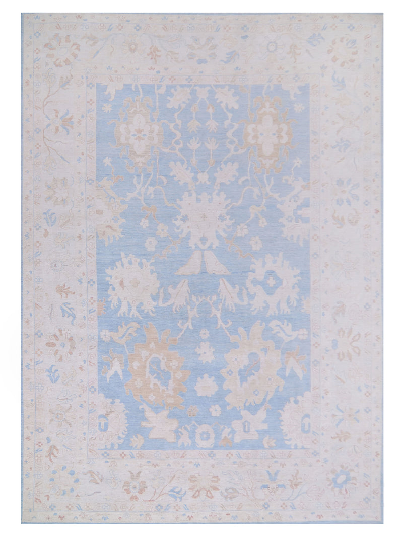 Pacific Ushak Wool Weft Blue Ivory Transitional