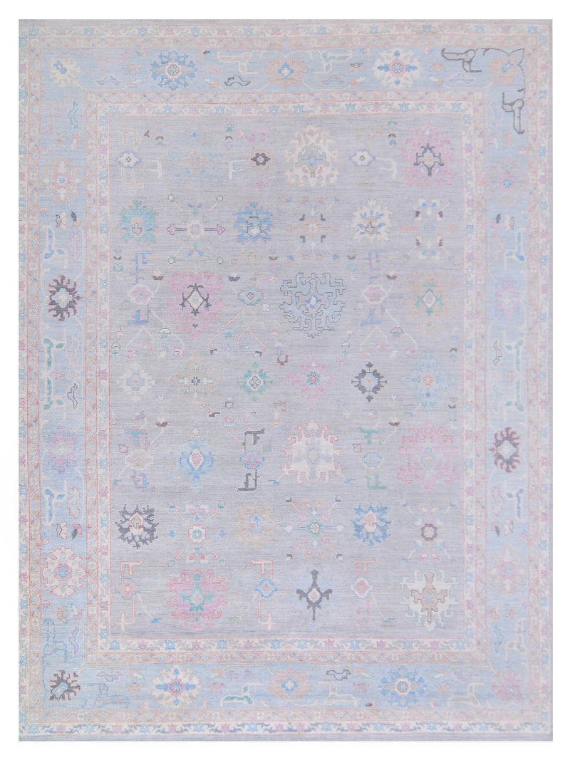 Pacific Ushak Wool Weft Grey Blue Transitional