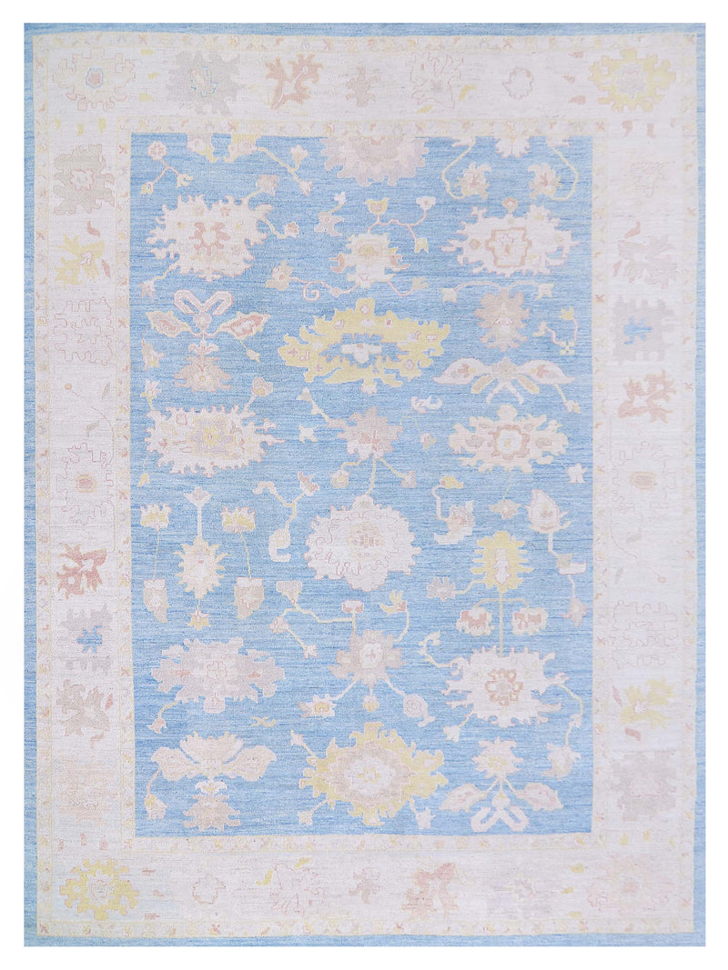 Pacific Ushak Wool Weft Blue Ivory Transitional
