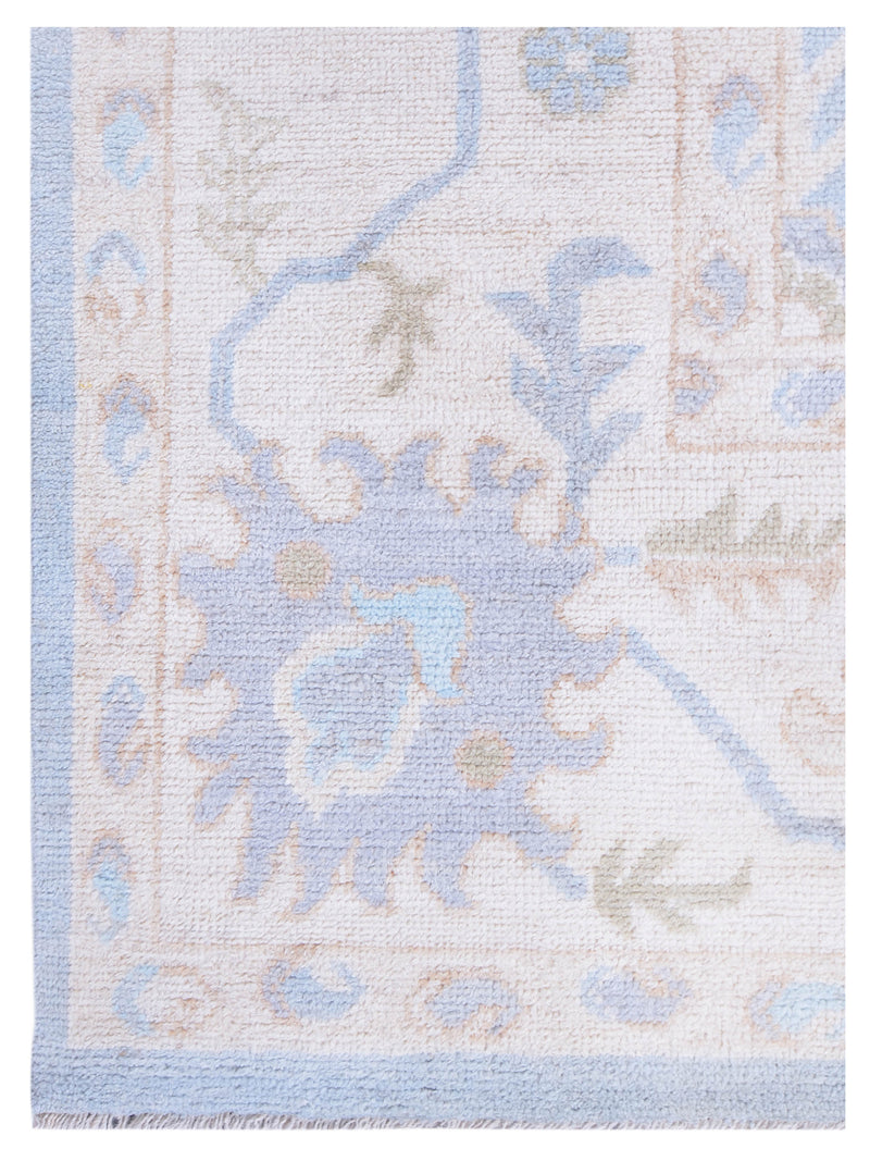 Pacific Ushak Wool Weft 42782 Grey Ivory Transitional Hand Knotted Rug