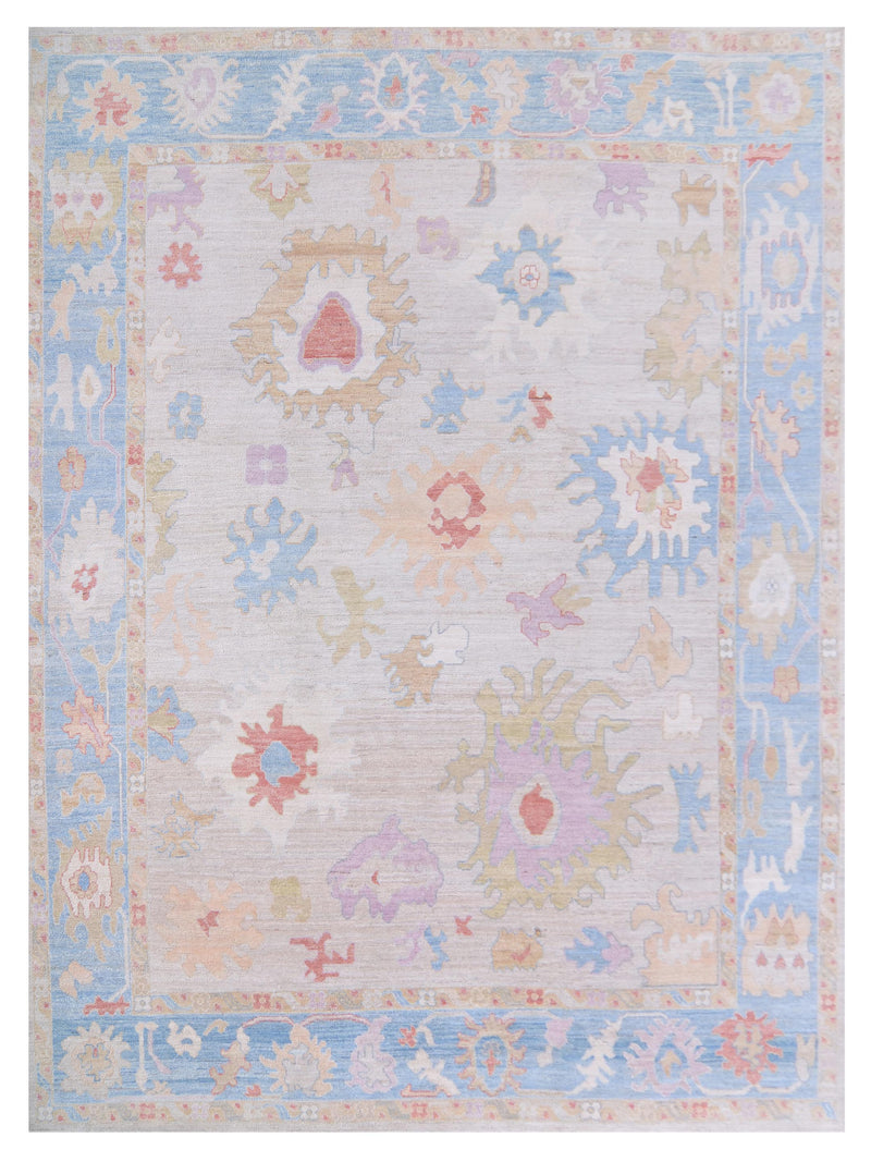 Pacific Ushak Wool Weft Beige Blue Transitional
