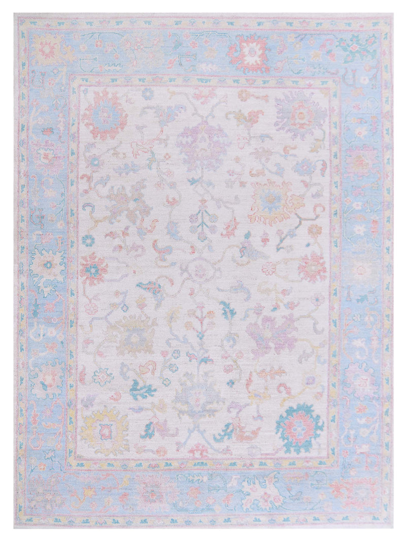 Pacific Ushak Wool Weft Ivory Blue Transitional