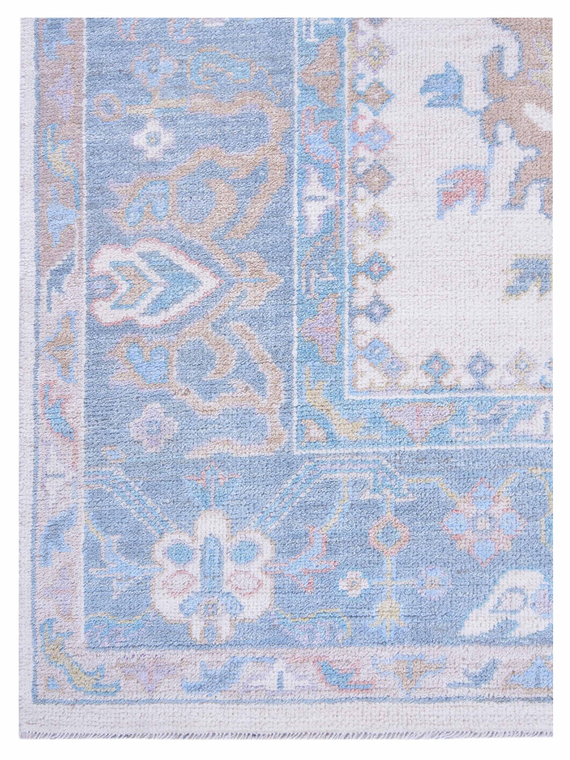 Pacific Ushak Wool Weft 42813 Ivory Grey Transitional Hand Knotted Rug