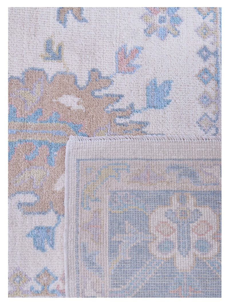 Pacific Ushak Wool Weft 42813 Ivory Grey Transitional Hand Knotted Rug