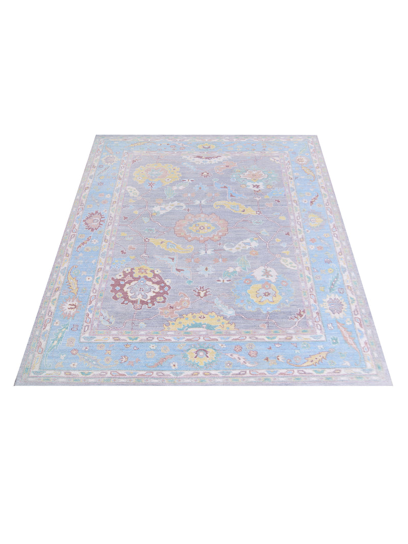 Pacific Ushak Wool Weft 42815 Lilac Blue Transitional Hand Knotted Rug