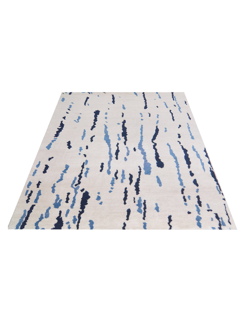 Pacific Moroccan 42820 Ivory Blue Transitional Hand Knotted Rug