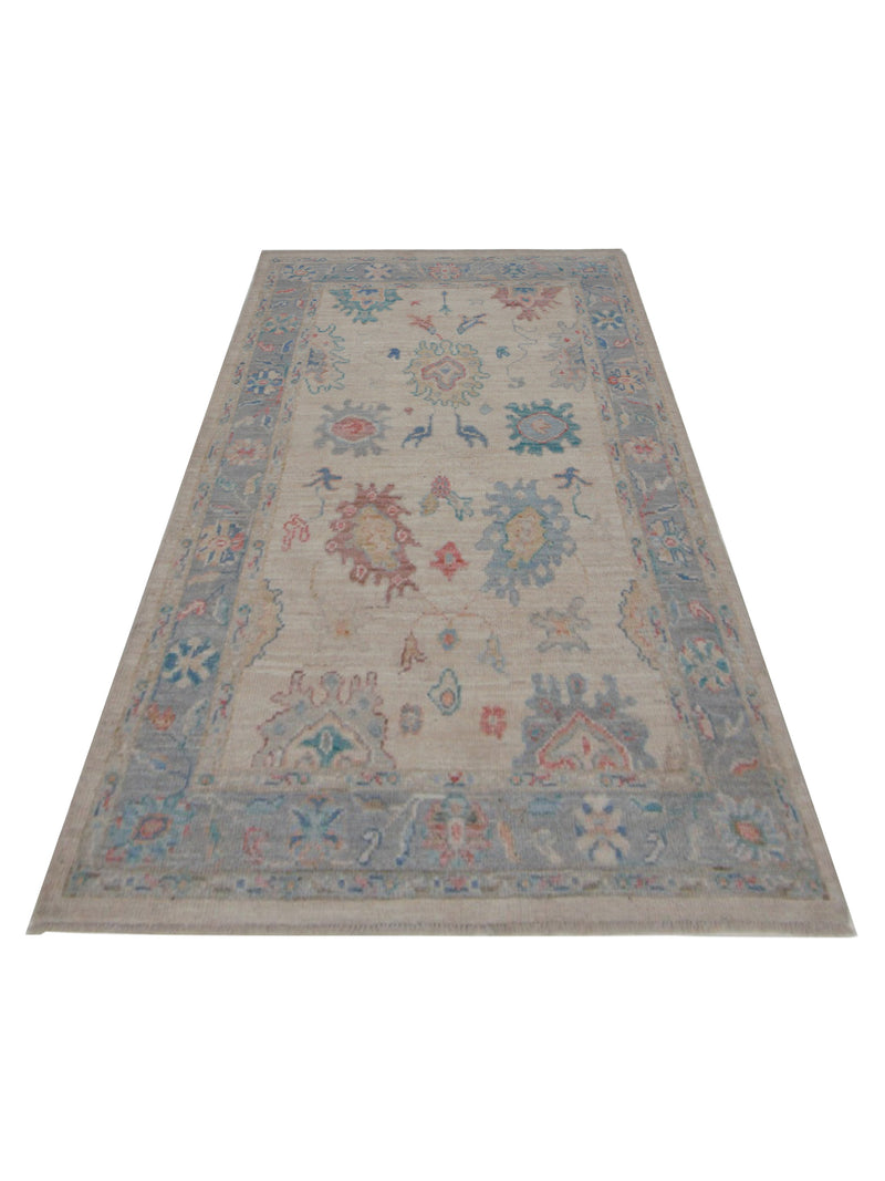Pacific Ushak Wool Weft 42836 Ivory Grey Transitional Hand Knotted Rug