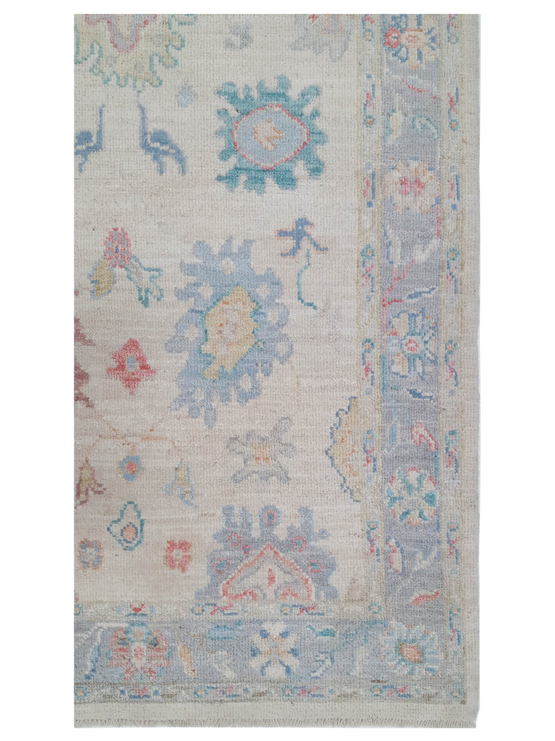 Pacific Ushak Wool Weft 42836 Ivory Grey Transitional Hand Knotted Rug
