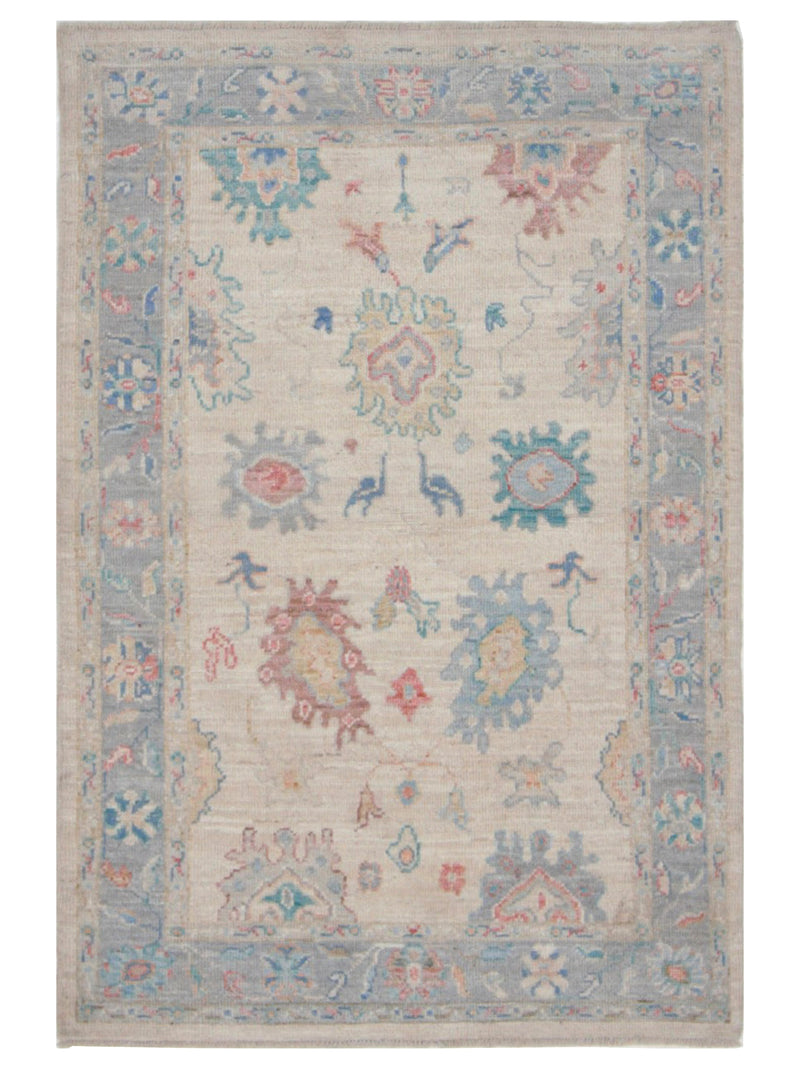 Pacific Ushak Wool Weft Ivory Grey Transitional