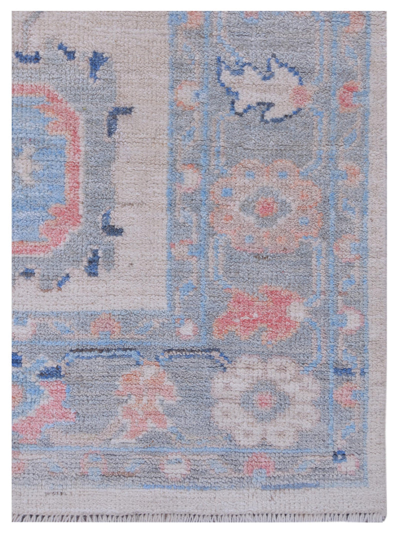 Pacific Ushak Wool Weft 42841 Ivory Grey Transitional Hand Knotted Rug