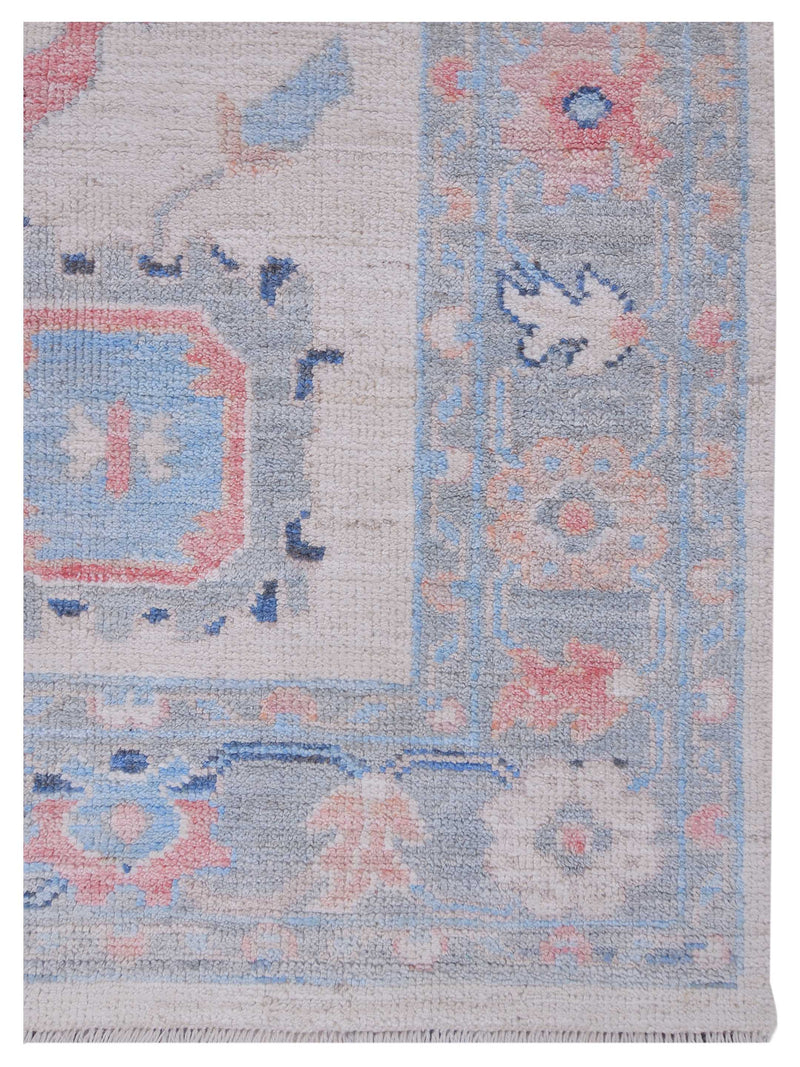 Pacific Ushak Wool Weft 42842 Ivory Grey Transitional Hand Knotted Rug