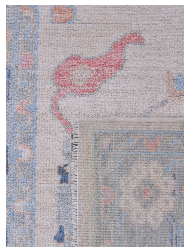 Pacific Ushak Wool Weft 42842 Ivory Grey Transitional Hand Knotted Rug