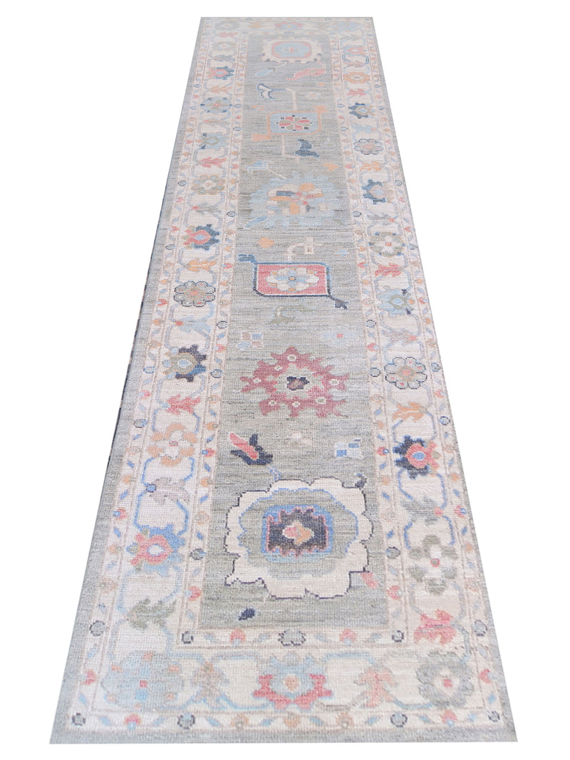 Pacific Ushak Wool Weft 42843 Grey Ivory Transitional Hand Knotted Rug