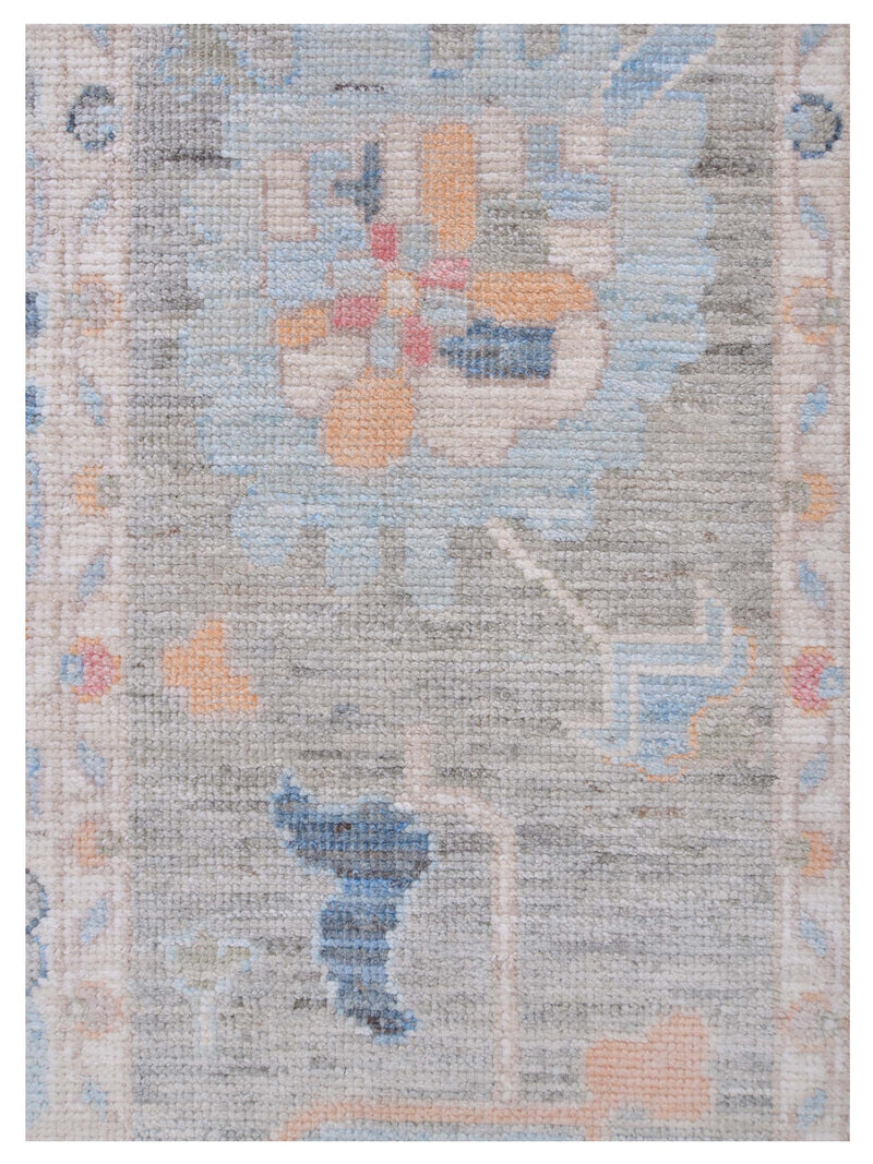 Pacific Ushak Wool Weft 42843 Grey Ivory Transitional Hand Knotted Rug