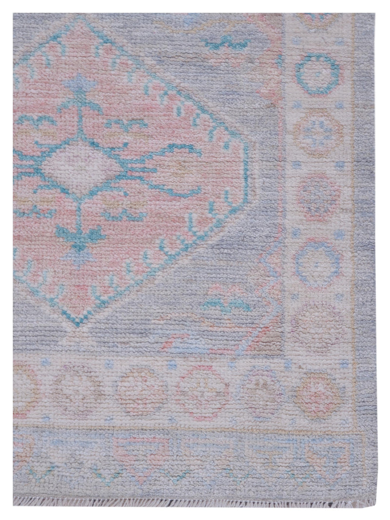 Pacific Ushak Wool Weft 42852 Grey Ivory Transitional Hand Knotted Rug