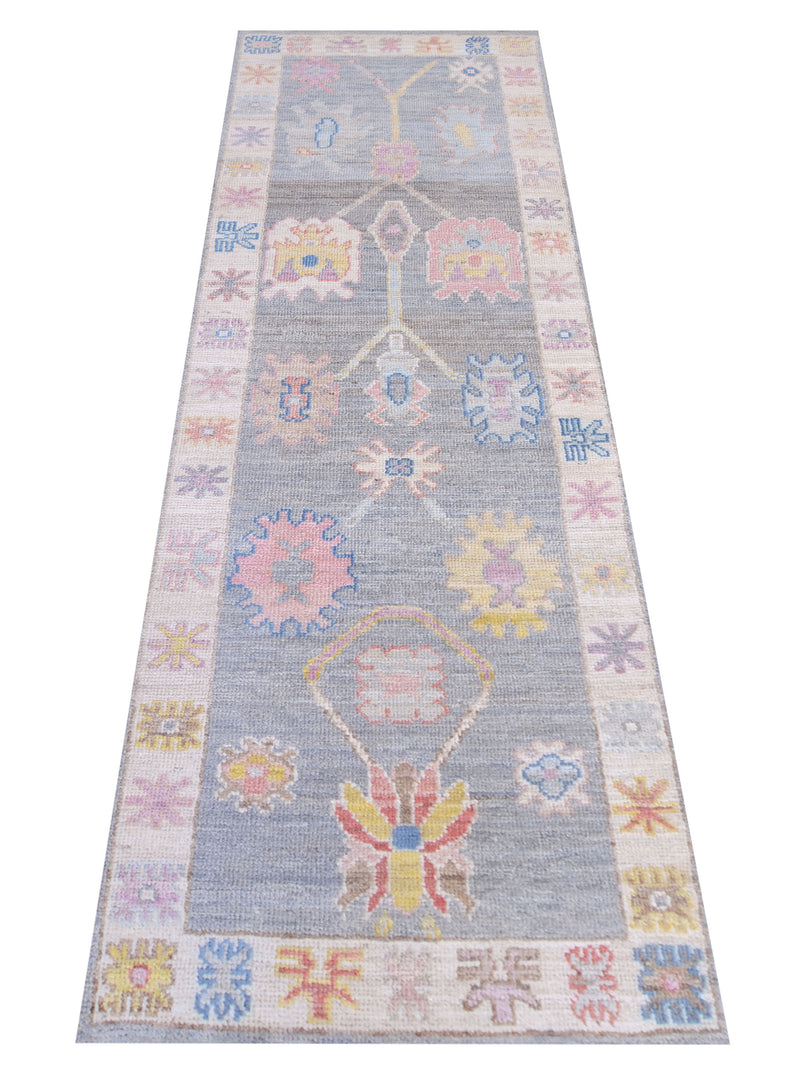 Pacific Ushak Wool Weft 42854 Grey Ivory Transitional Hand Knotted Rug