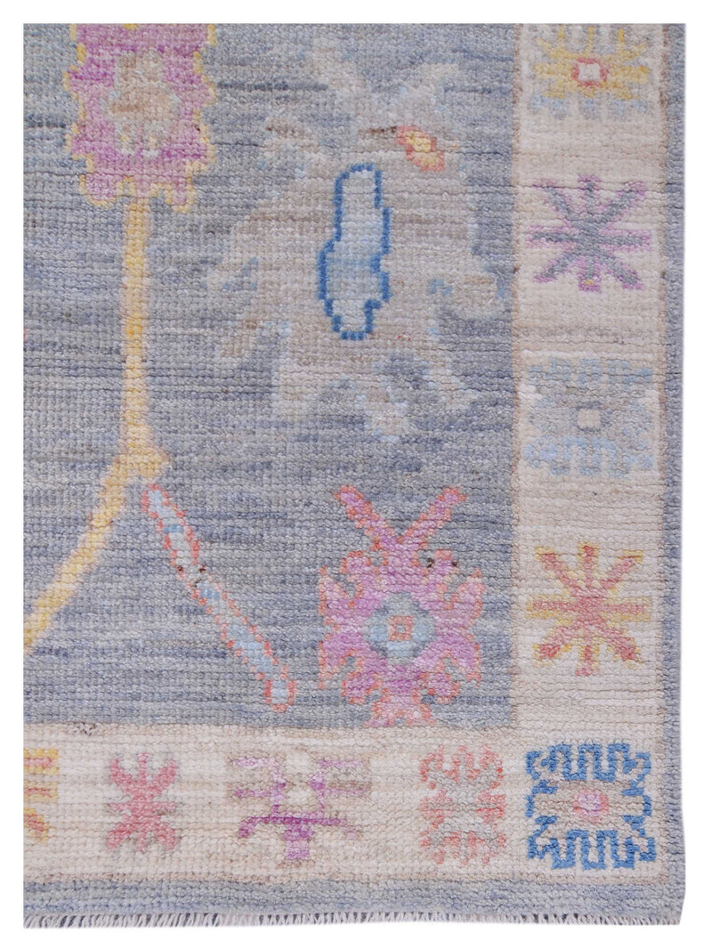 Pacific Ushak Wool Weft 42854 Grey Ivory Transitional Hand Knotted Rug