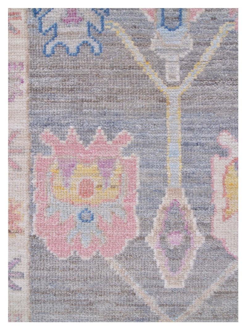 Pacific Ushak Wool Weft 42854 Grey Ivory Transitional Hand Knotted Rug