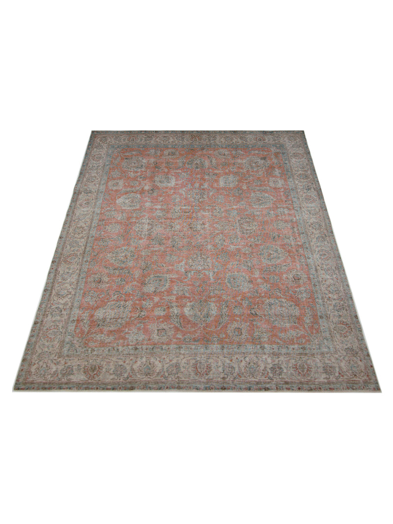 Pacific Vintage 42896 Red Beige Vintage Hand Knotted Rug