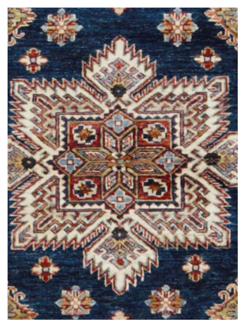 Pacific Kazak Artisan 42915 Navy Ivory Traditional Hand Knotted Rug