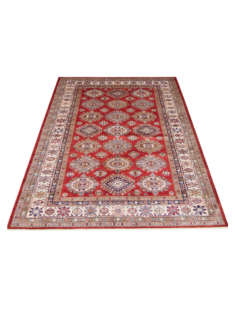 Pacific Kazak Artisan 42921 Red Ivory Traditional Hand Knotted Rug
