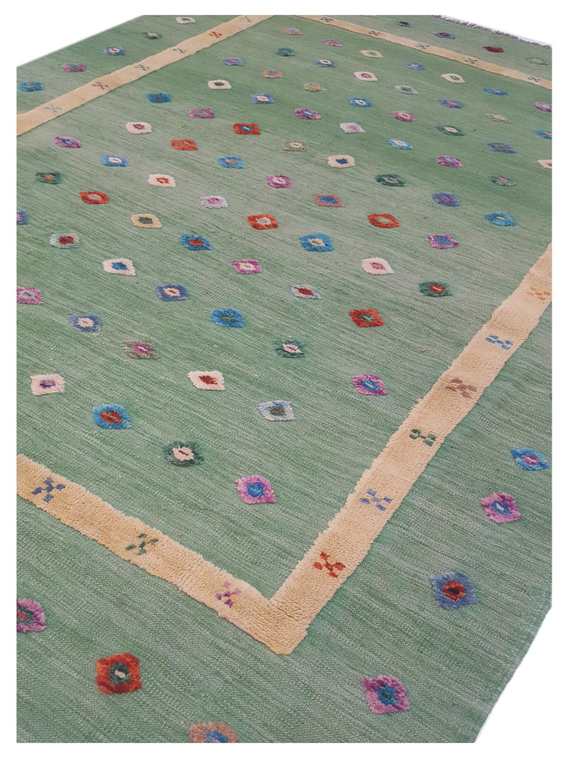 Aira Seville 42946 Green Yellow Kilim Flatweave Rug
