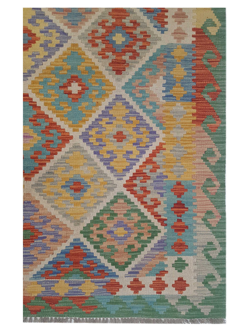 Aura Kilim 42956 Green Mint Kilim Hand Woven Rug
