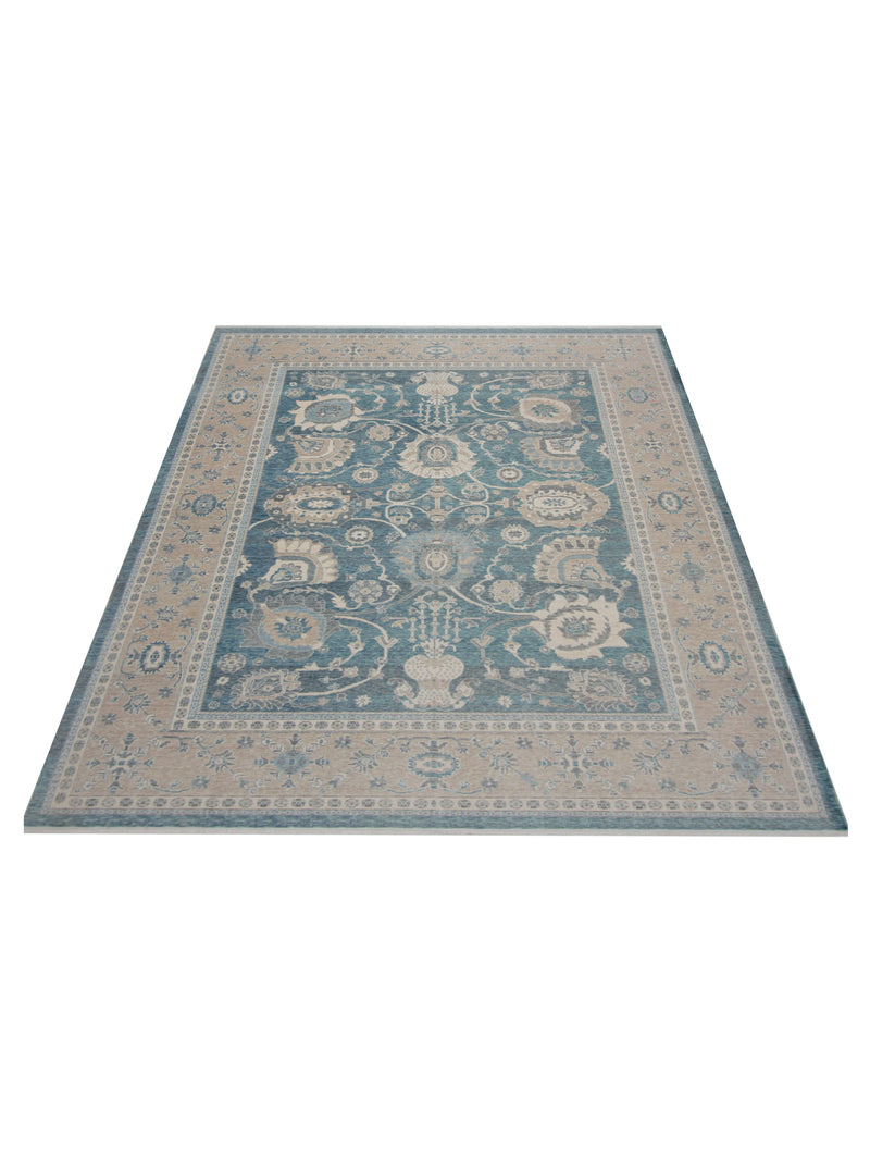 Pacific California 43073 Peacock Beige Transitional Hand Finished Rugs