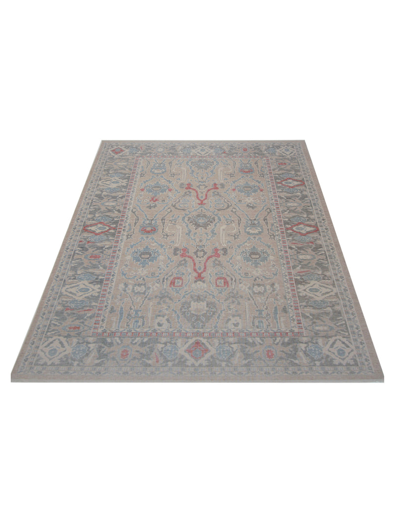 Pacific California 43076 Beige Red Transitional Hand Finished Rugs