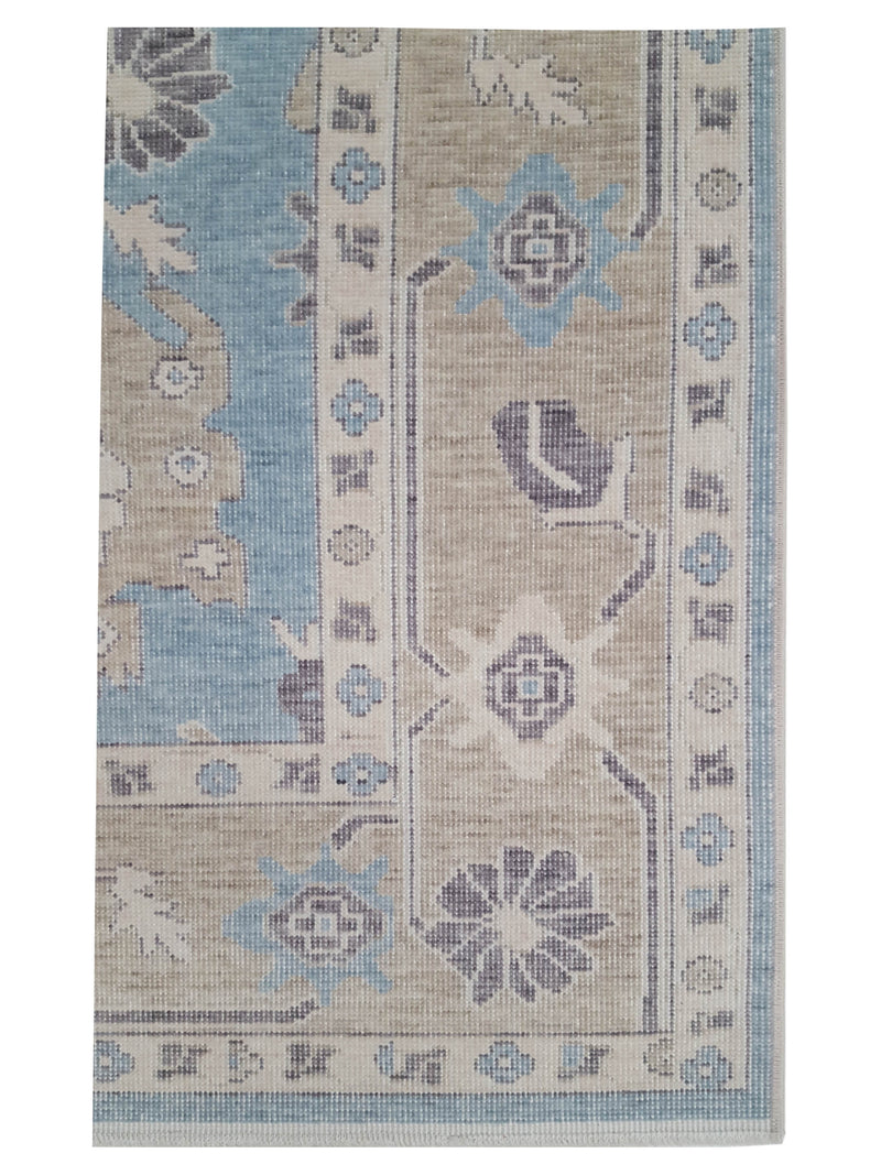 Pacific California 43108 Teal Beige Transitional Hand Finished Rugs