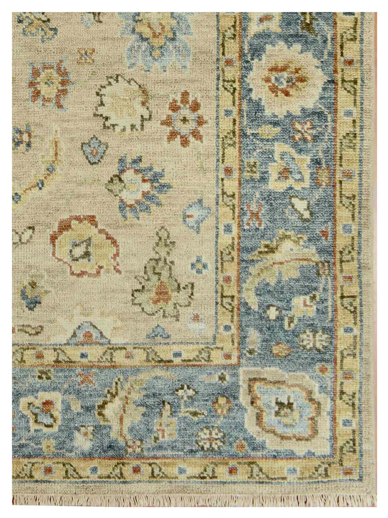 Pacific West Village 43196 Camel Blue Transitional Hand Knotted Rug