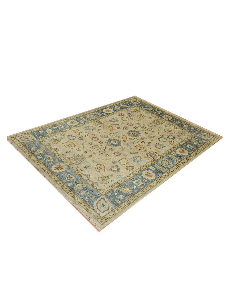 Pacific West Village 43196 Camel Blue Transitional Hand Knotted Rug