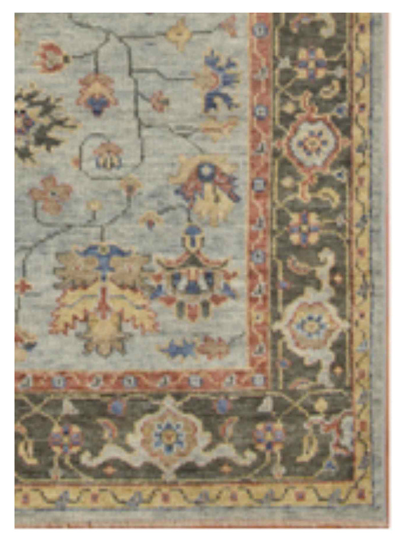 Pacific West Village 43197 Aqua Brown Transitional Hand Knotted Rug