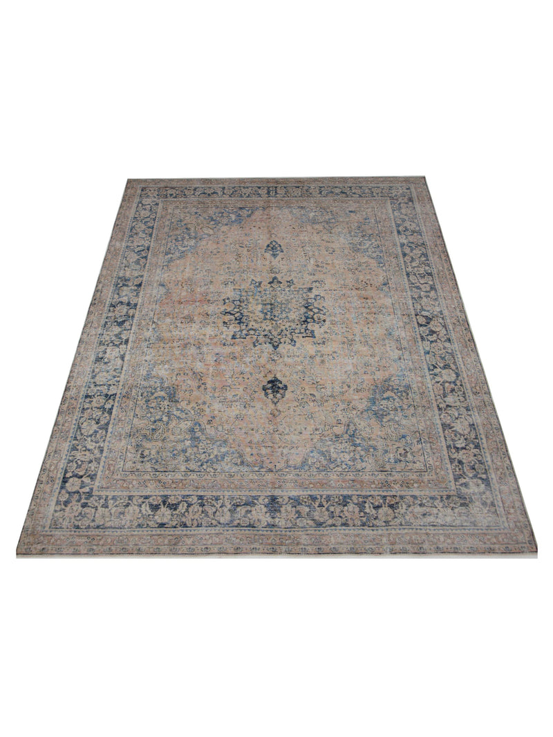 Pacific Vintage 43206 Coral Blue Vintage Hand Knotted Rug