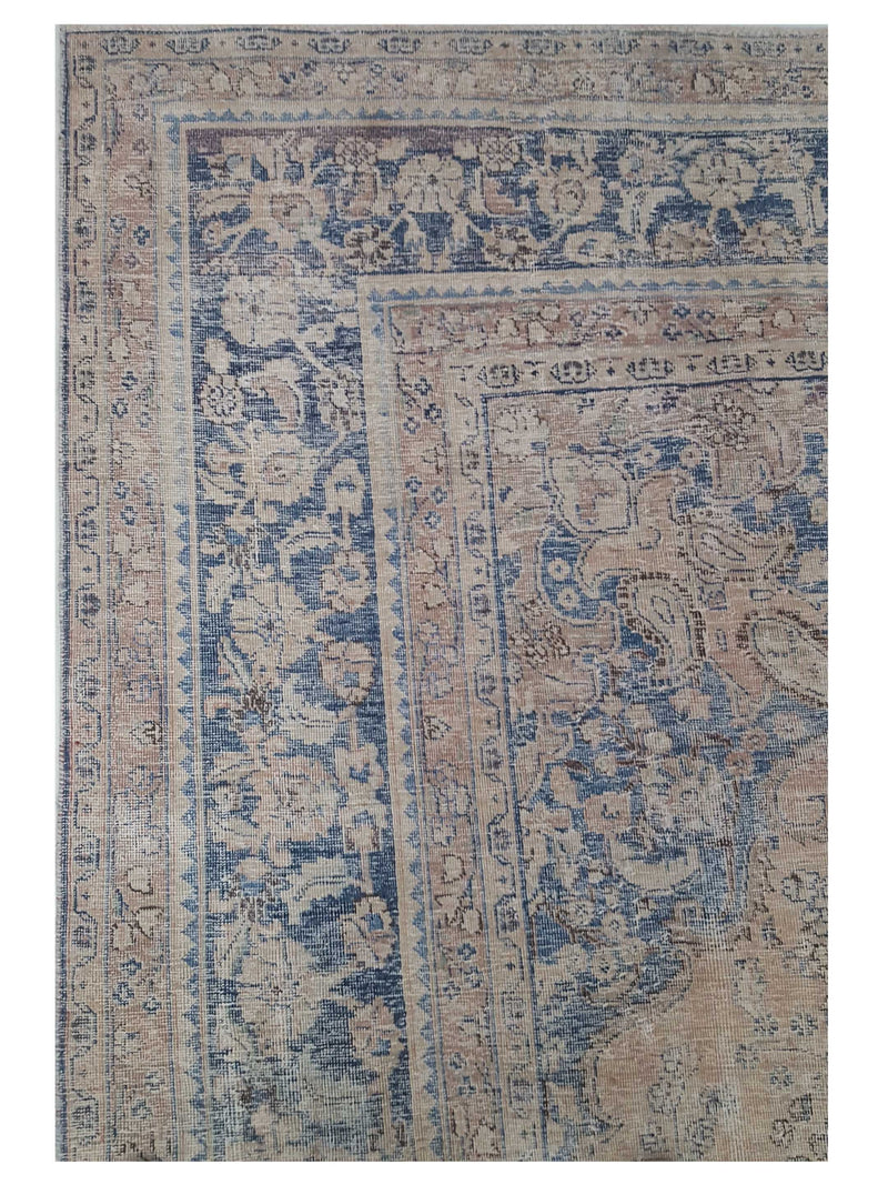 Pacific Vintage 43206 Coral Blue Vintage Hand Knotted Rug