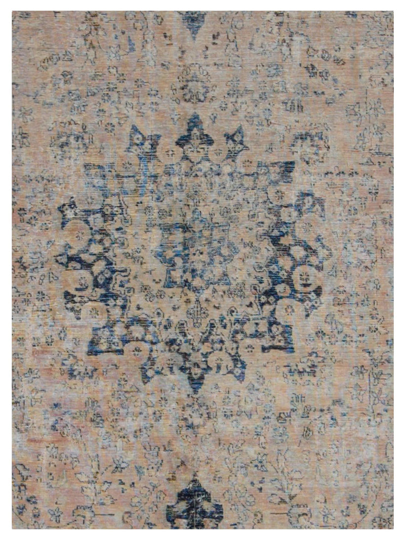 Pacific Vintage 43206 Coral Blue Vintage Hand Knotted Rug