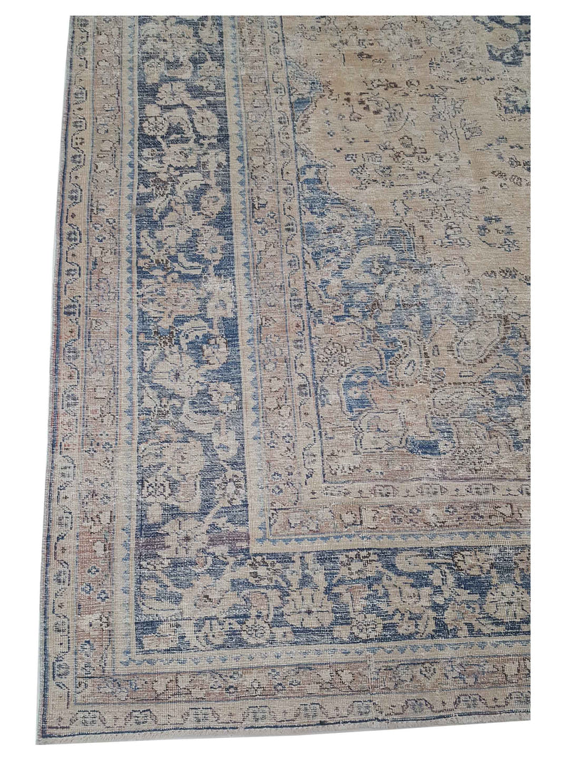 Pacific Vintage 43206 Coral Blue Vintage Hand Knotted Rug