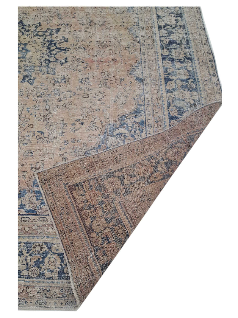 Pacific Vintage 43206 Coral Blue Vintage Hand Knotted Rug